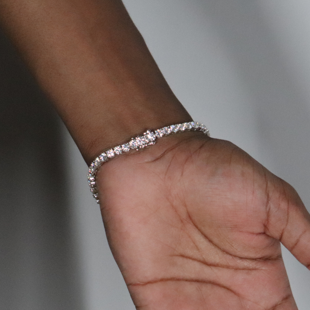 4mm Moissanite Tennis Bracelet Rhodium Plated