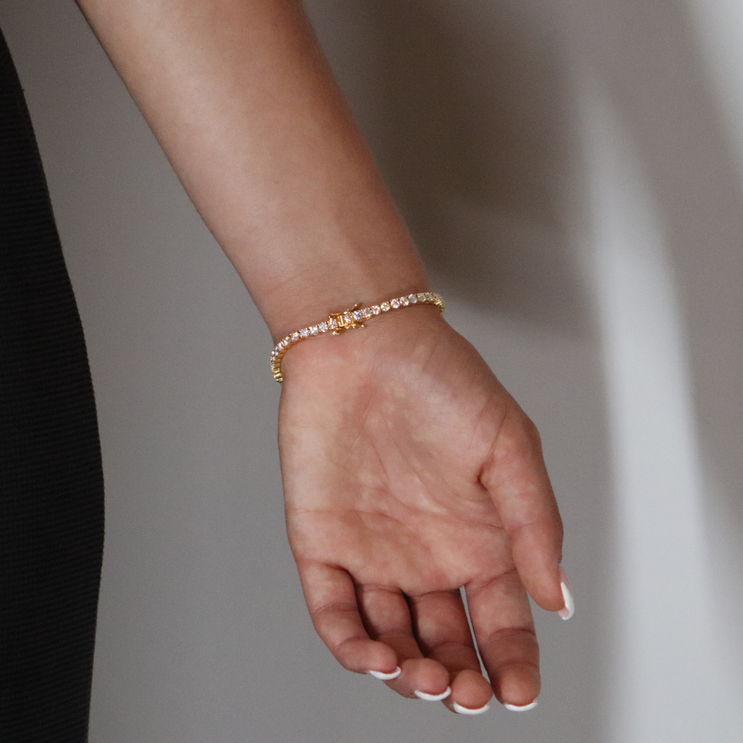 3mm Tennis Chain & Tennis Bracelet Yellow Gold Plated
