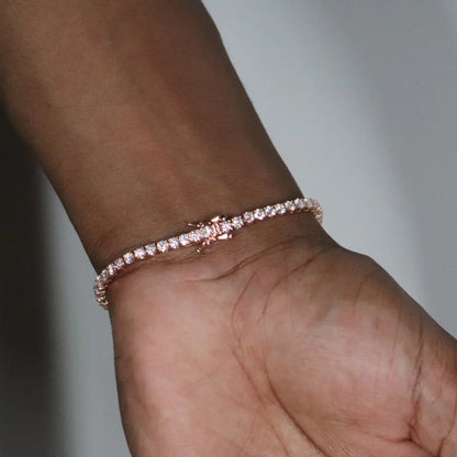 3mm Moissanite Tennis Bracelet Rose Gold Plated