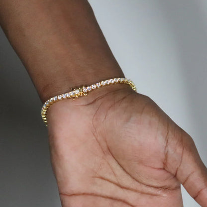 3mm Tennis Chain & Tennis Bracelet Yellow Gold Plated