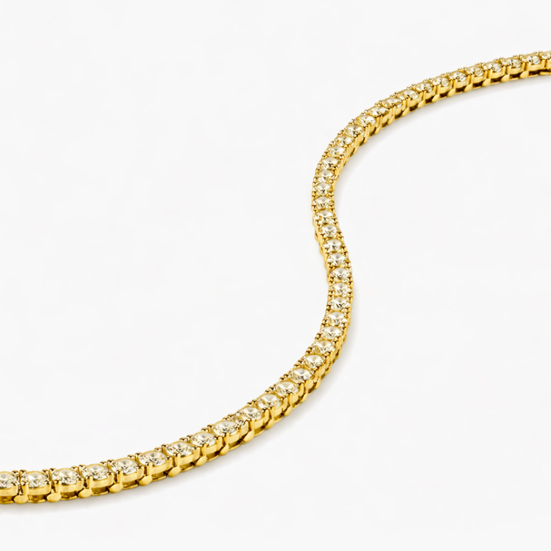 3mm Silver Moissanite Tennis Bracelet 18K Yellow Gold Vermeil