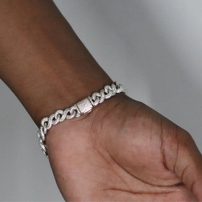 8mm Moissanite Infinity Link Bracelet Rhodium Plated