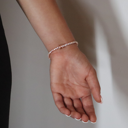 3mm Moissanite Tennis Bracelet Rose Gold Plated