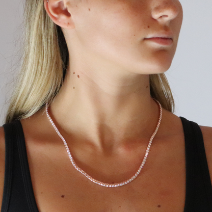 3mm Moissanite Tennis Chain Rose Gold Plated