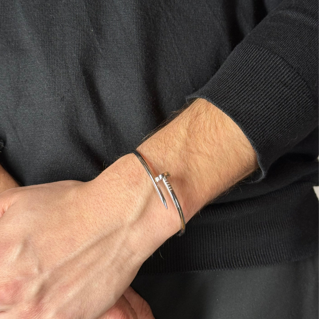 Silver Nail Bracelet Rhodium Plated