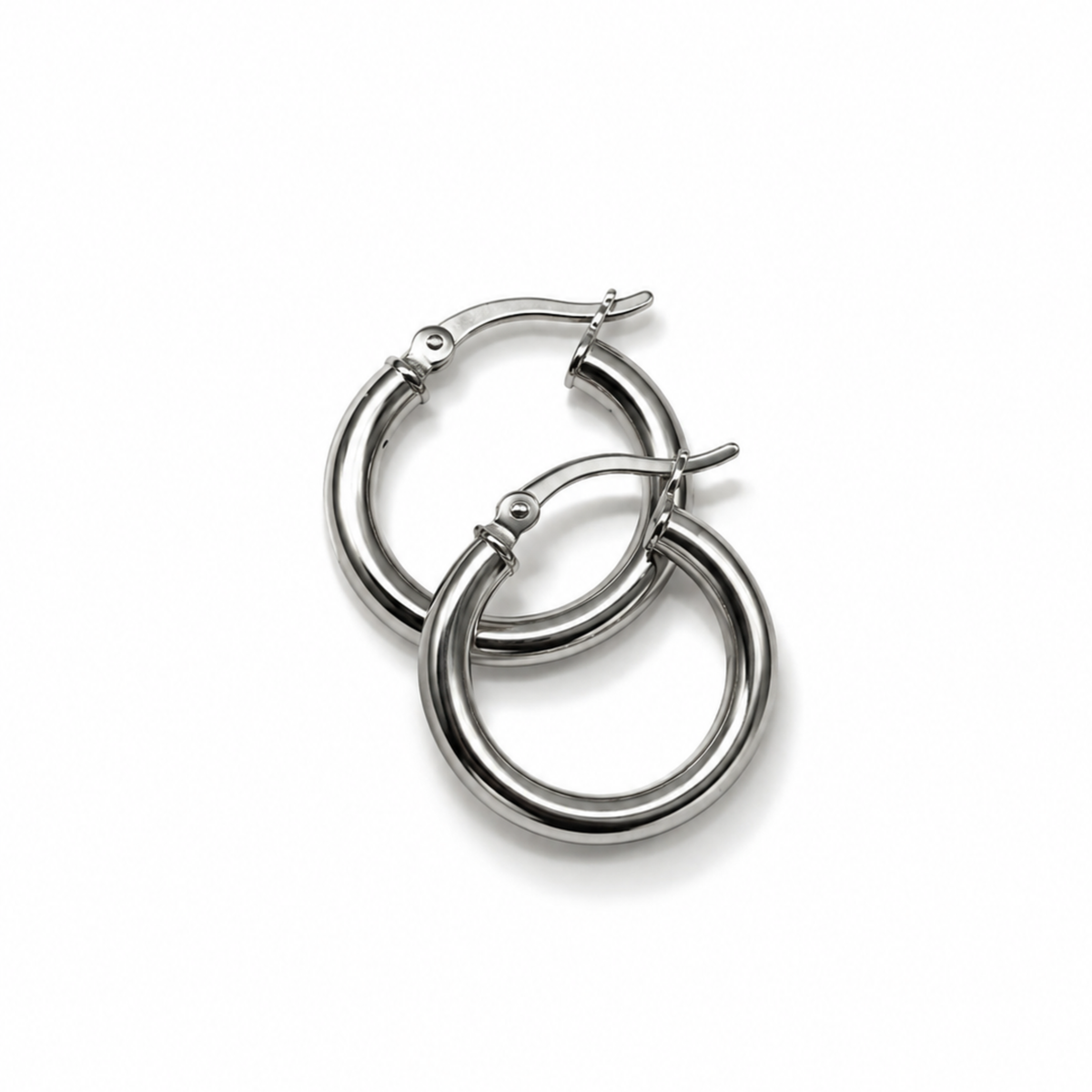 Silver Rhodium Plated 20mm Loop Earrings
