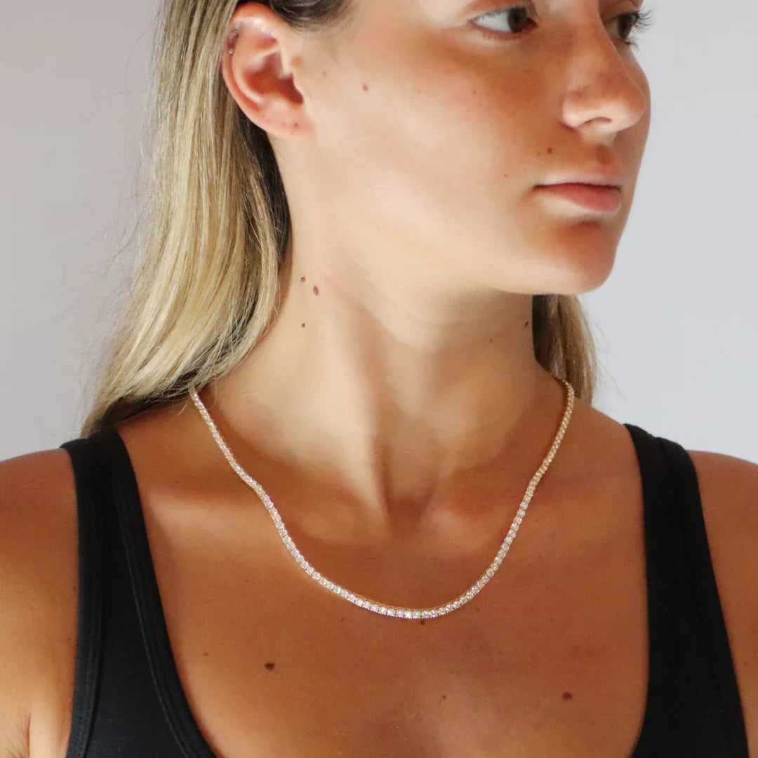 3mm Moissanite Tennis Chain Yellow Gold Plated