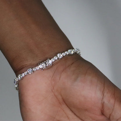 Double Stone Moissanite Tennis Bracelet Rhodium Plated