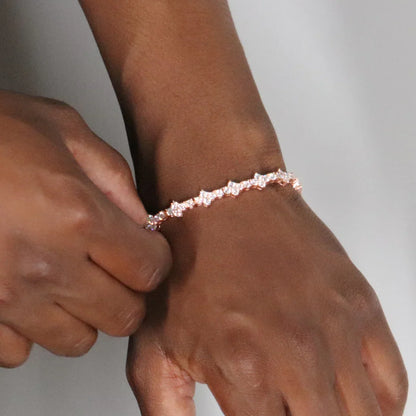Honeycomb Moissanite Tennis Bracelet Rose Gold Plated