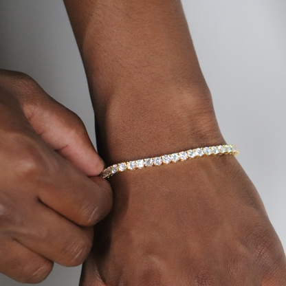 4mm Moissanite Tennis Bracelet Yellow Gold Plated