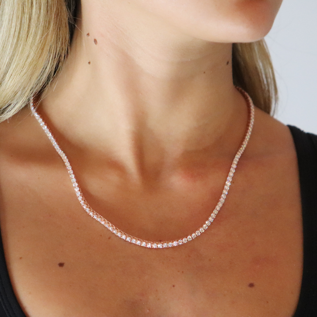 3mm Moissanite Tennis Chain Rose Gold Plated
