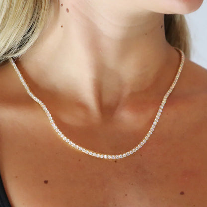 3mm Moissanite Tennis Chain Yellow Gold Plated