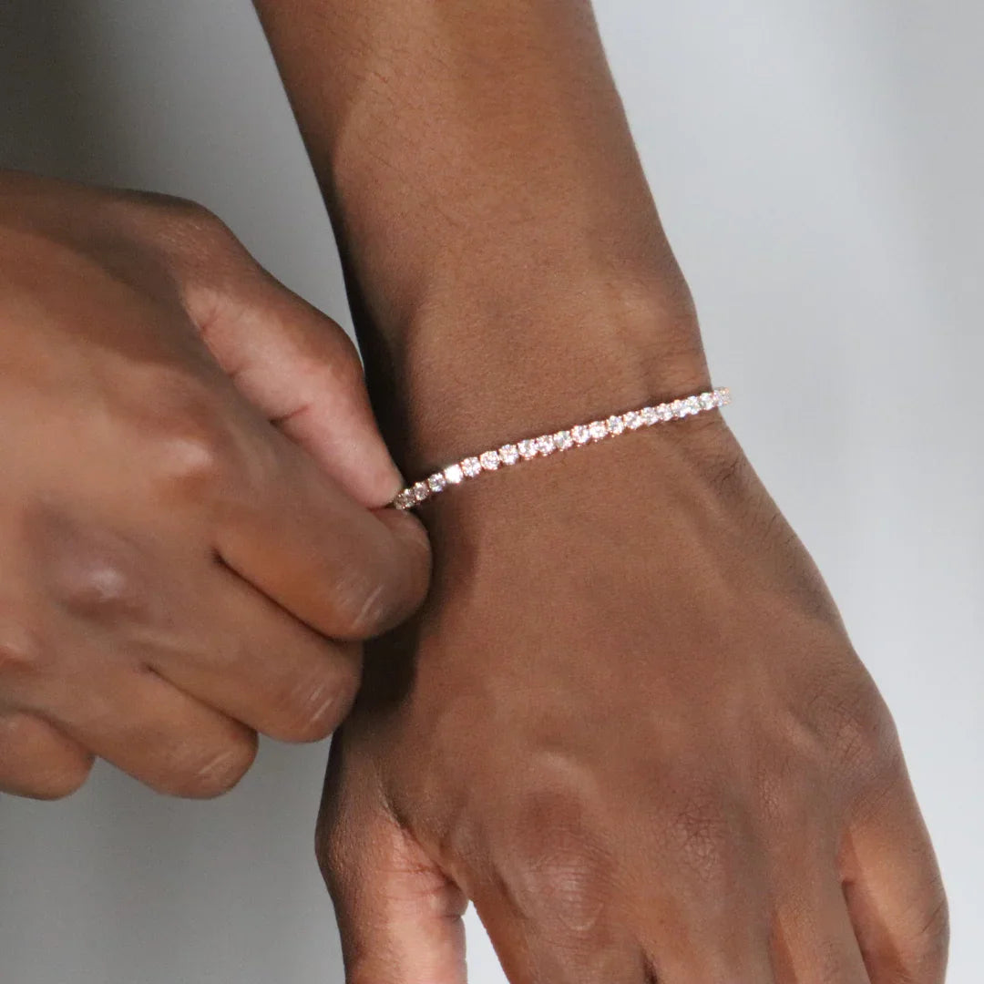 3mm Moissanite Tennis Bracelet Rose Gold Plated