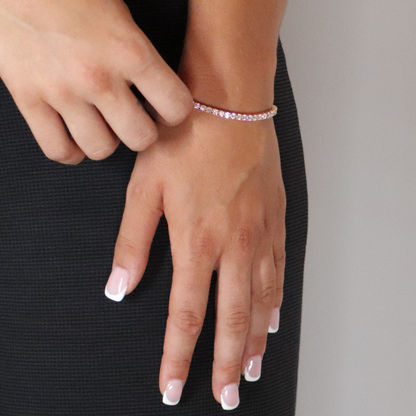 3mm Moissanite Tennis Bracelet Rose Gold Plated
