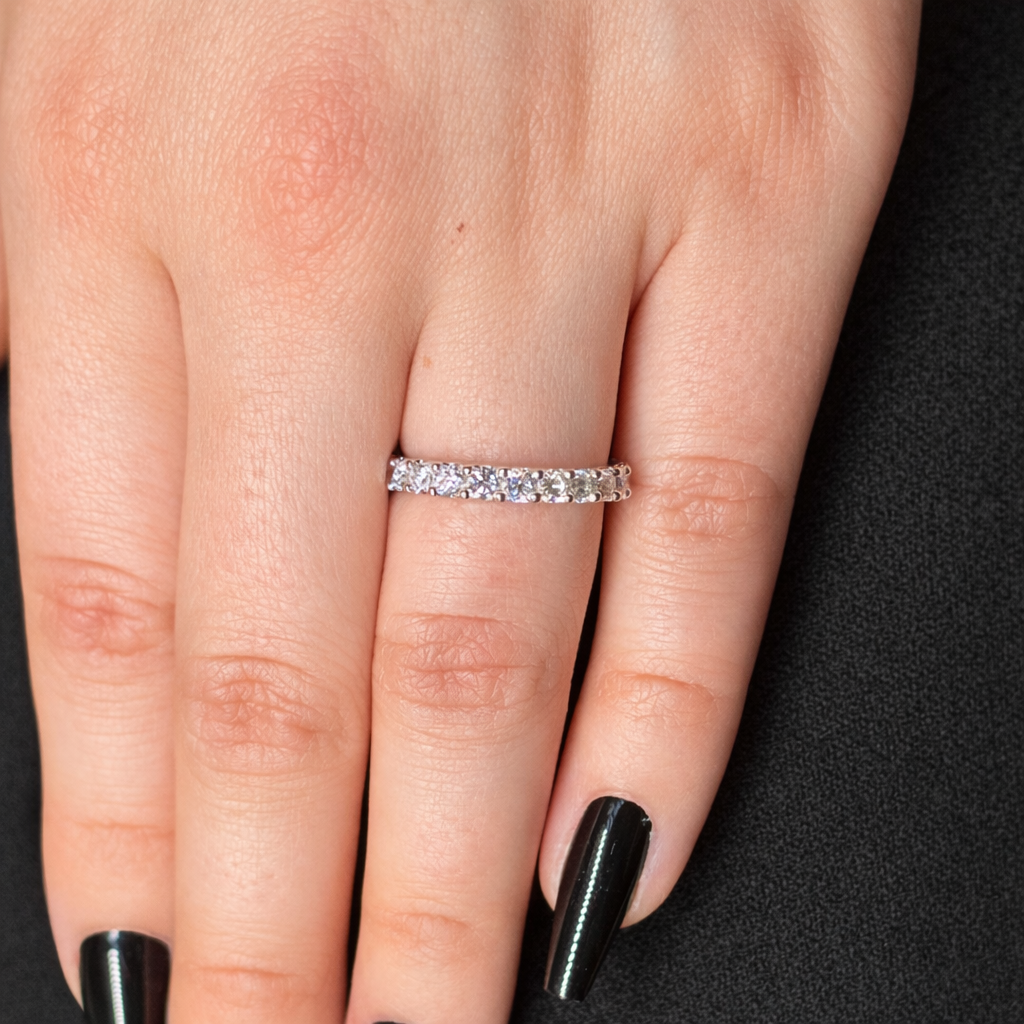 Silver Eternity Moissanite Ring 2CT
