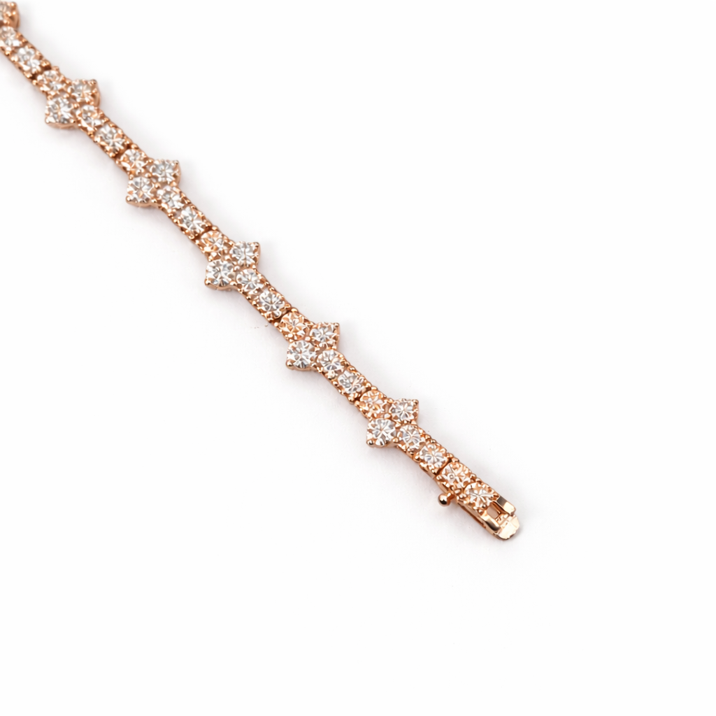 Honeycomb Silver Moissanite Tennis Bracelet 18K Rose Gold Vermeil