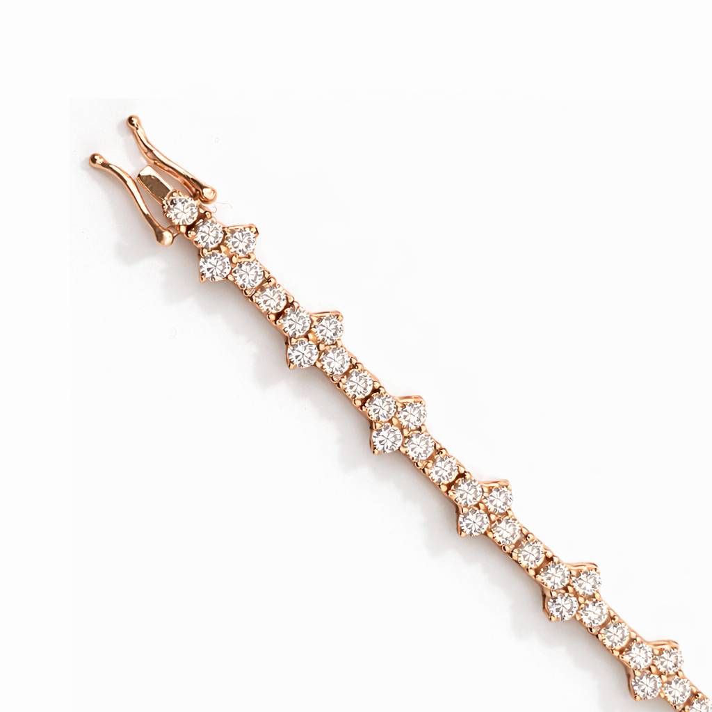 Honeycomb Silver Moissanite Tennis Bracelet 18K Rose Gold Vermeil