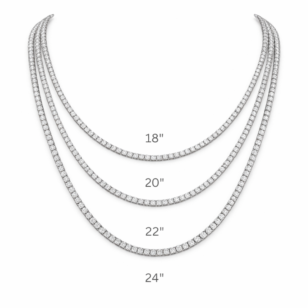 3mm Silver Moissanite Tennis Chain 18K Rose Gold Vermeil