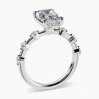 JASMIN  -  2CT E VVS2 Emerald Cut Shared Prong Engagement Ring
