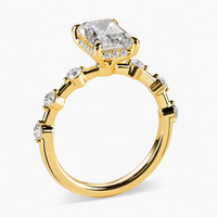 JASMIN  -  2CT E VVS2 Emerald Cut Shared Prong Engagement Ring