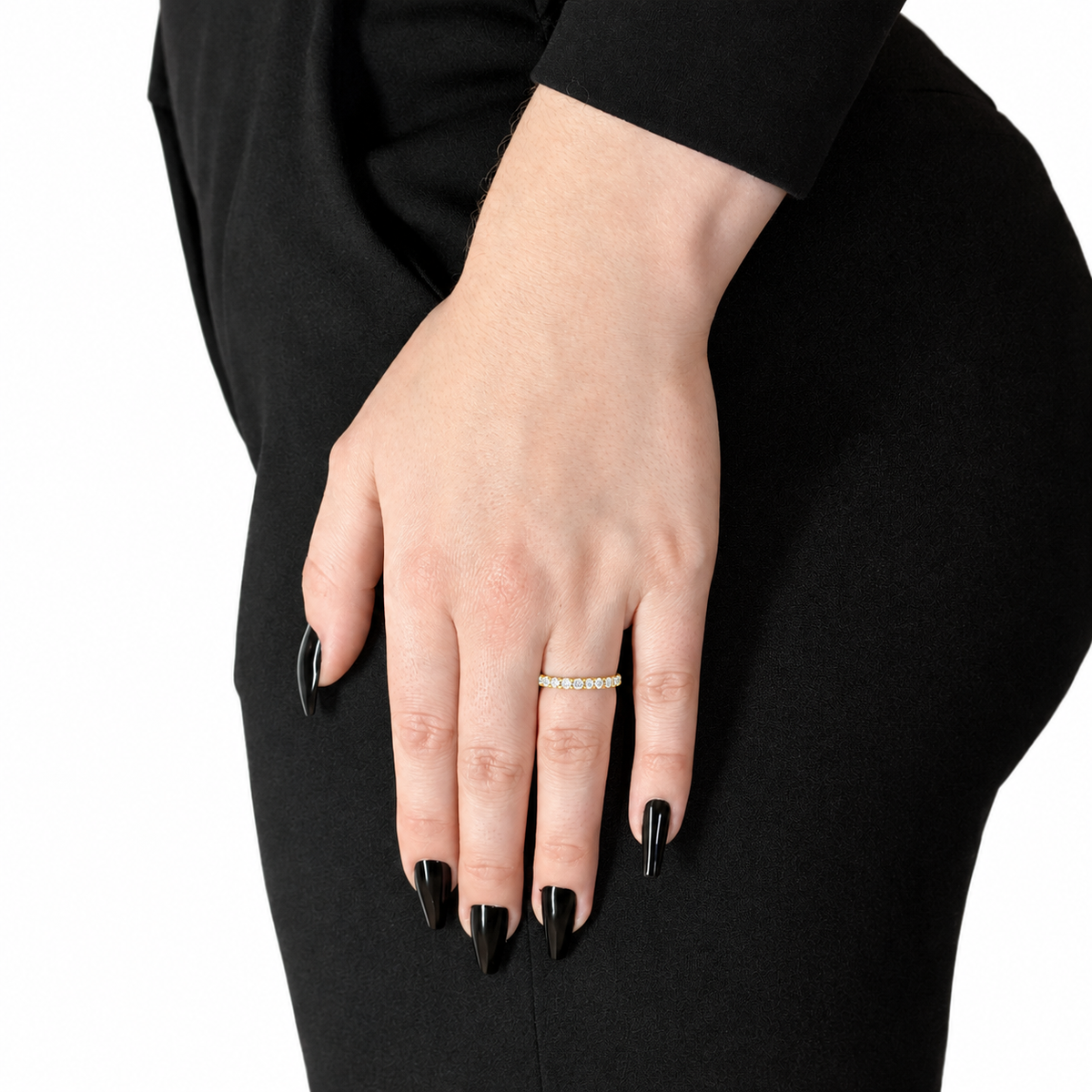 Silver Eternity Moissanite Ring 1CT 18K Yellow Gold Vermeil