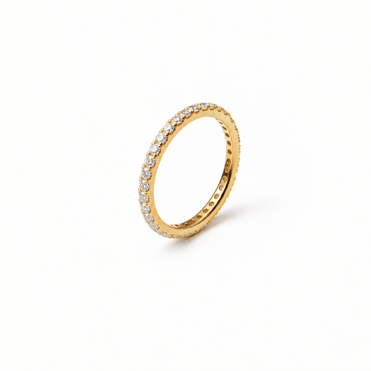 Silver Eternity Moissanite Ring 1CT 18K Yellow Gold Vermeil