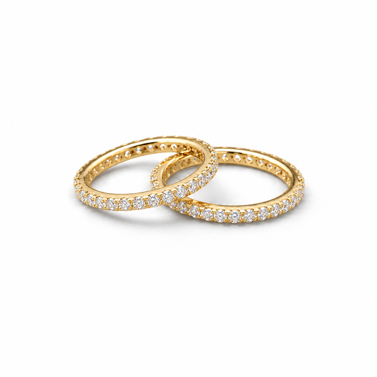 Silver Eternity Moissanite Ring 1CT 18K Yellow Gold Vermeil