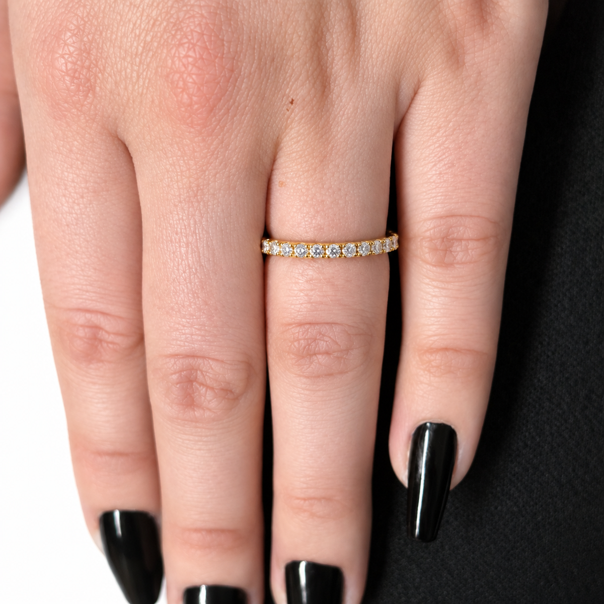 Silver Eternity Moissanite Ring 1CT 18K Yellow Gold Vermeil