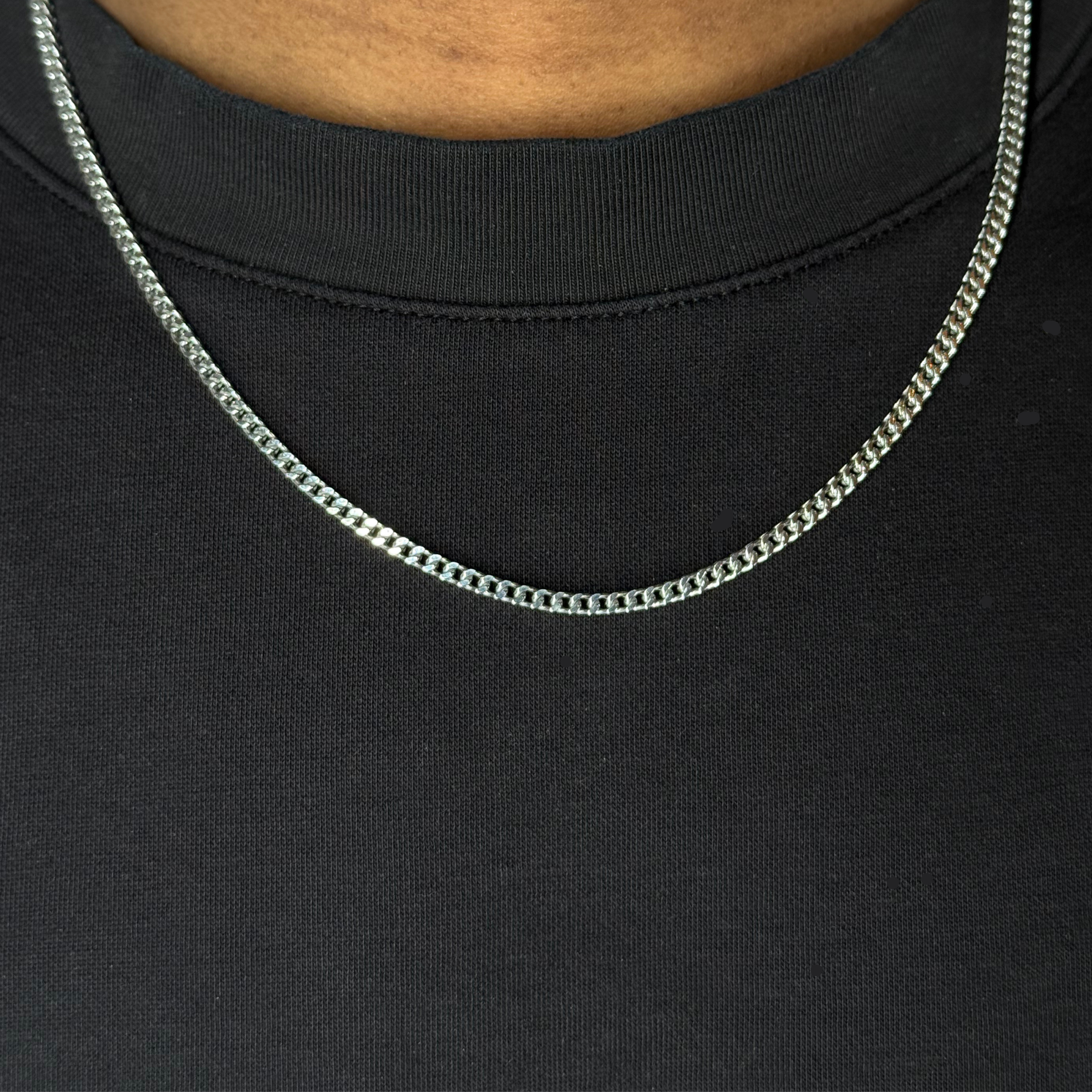 3mm Silver Franco Chain Rhodium Plated