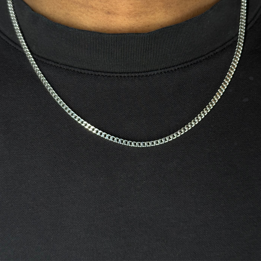 3mm Silver Franco Chain Rhodium Plated