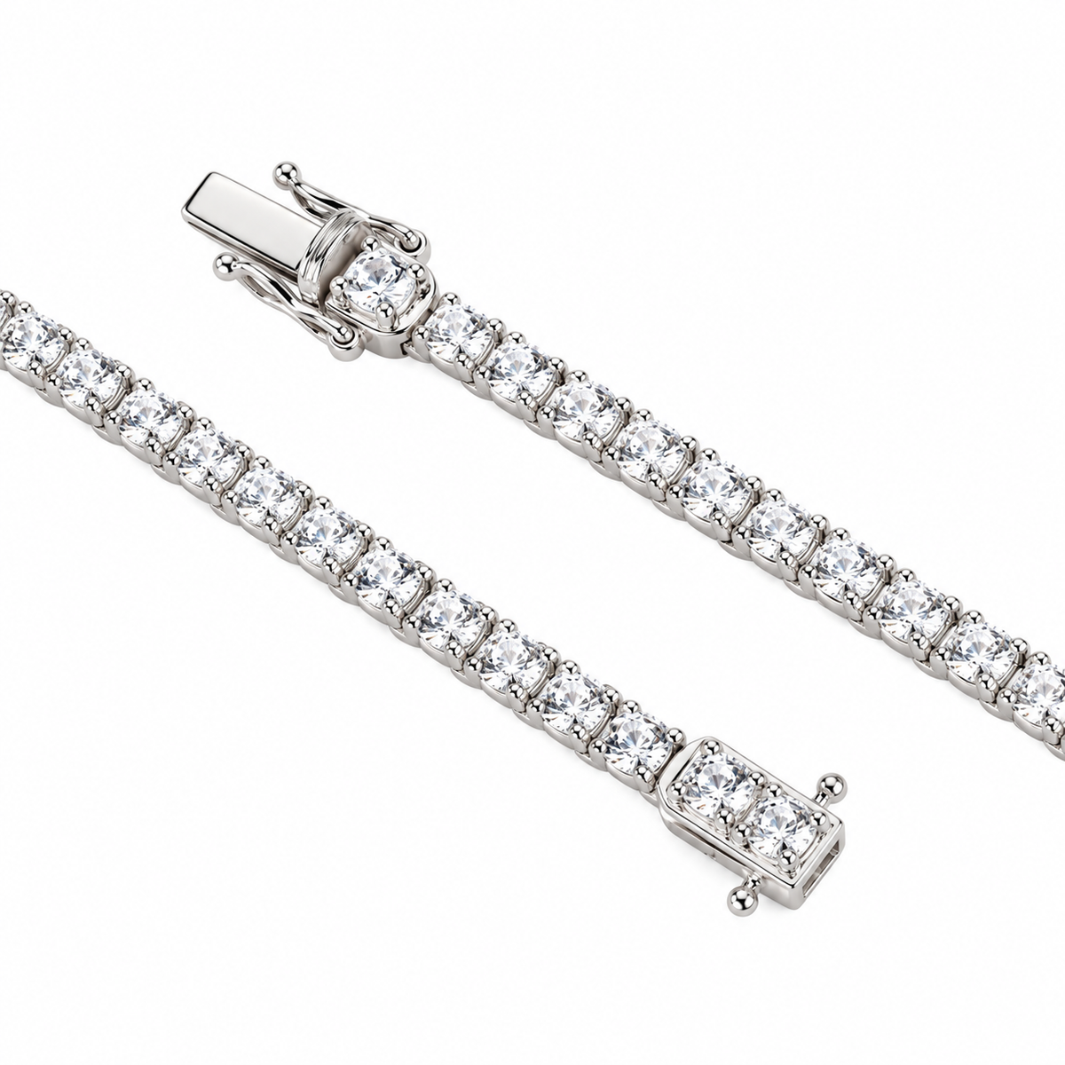 3mm Silver Moissanite Tennis Bracelet + Silver Eternity Moissanite Ring 1CT