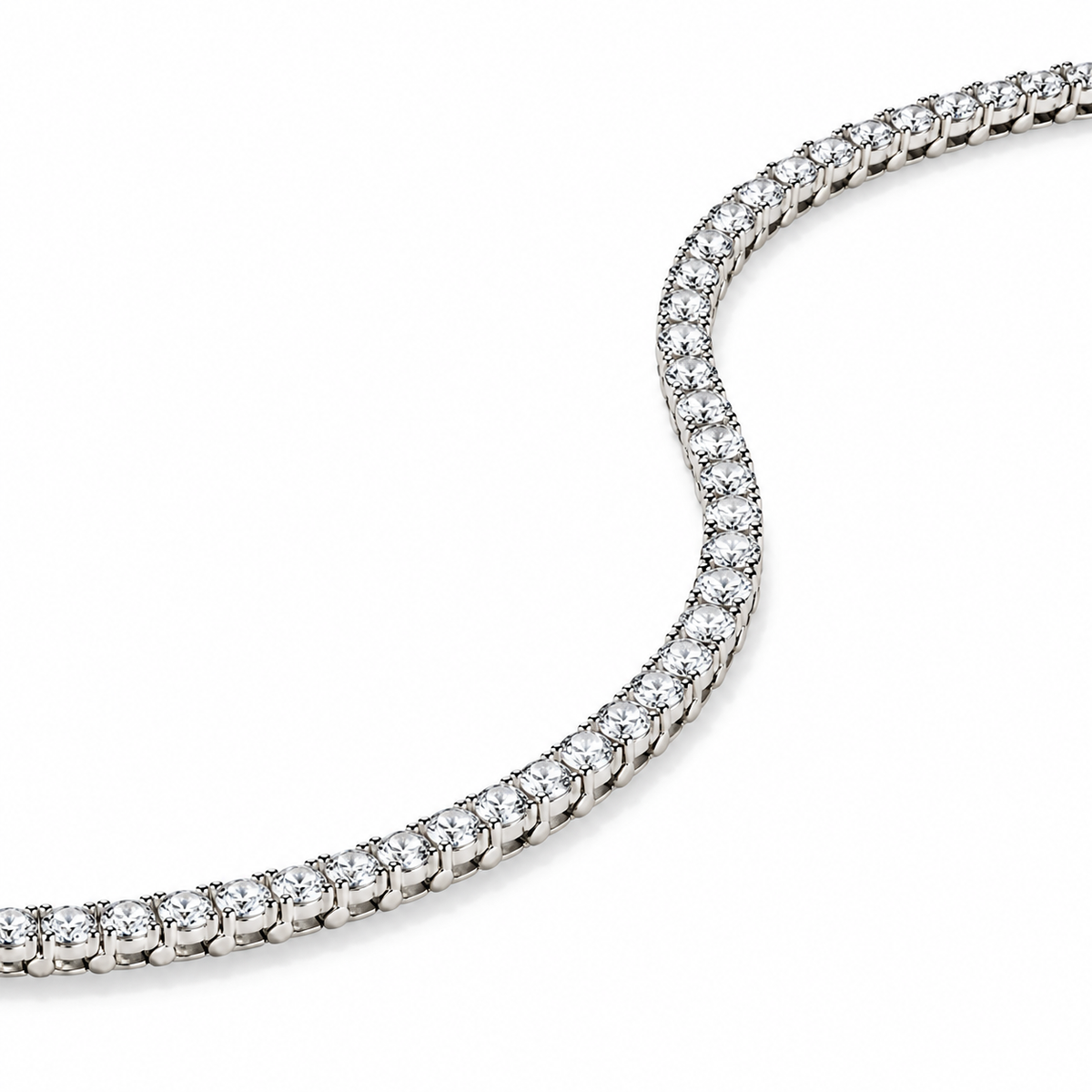 3mm Silver Moissanite Tennis Chain + 3mm Silver Moissanite Tennis Bracelet