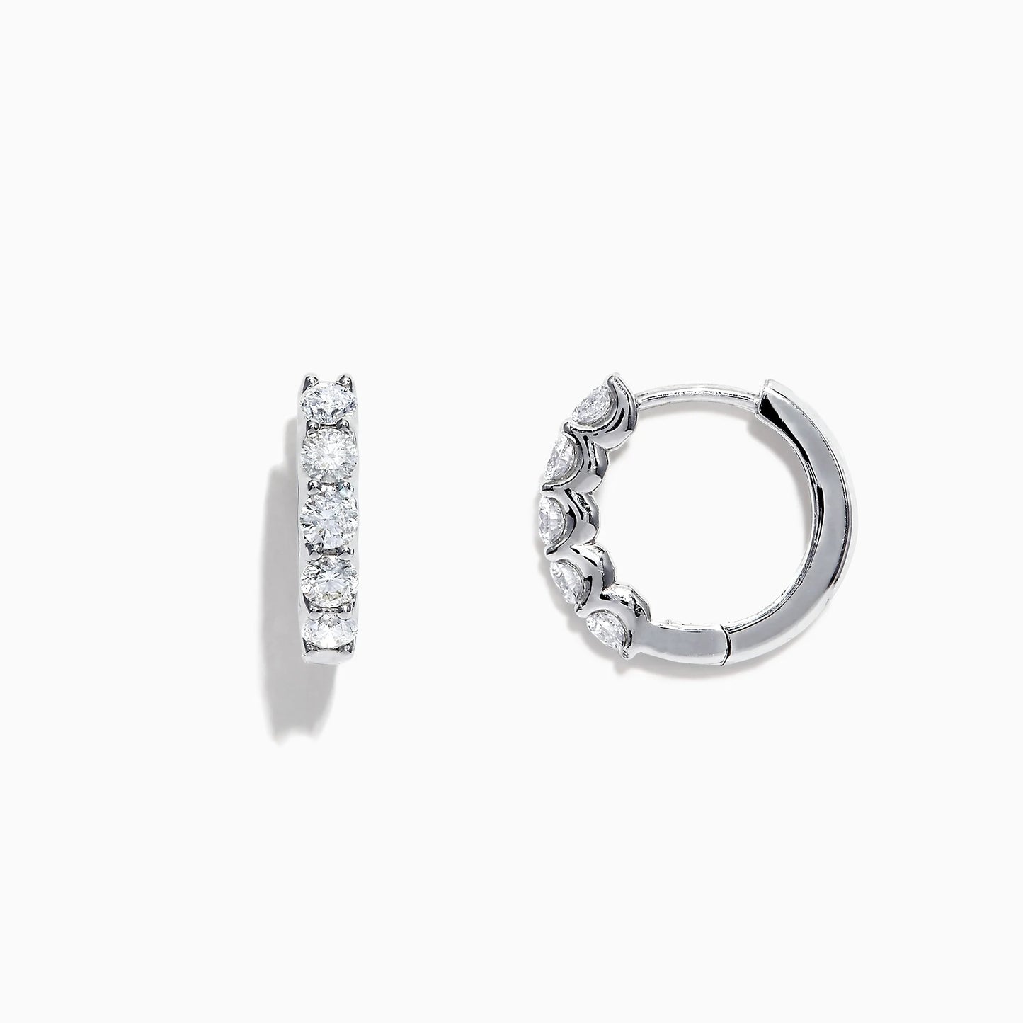 Natural Diamond 14K White Gold 5/8" Hoop Earrings 0.98 Carat