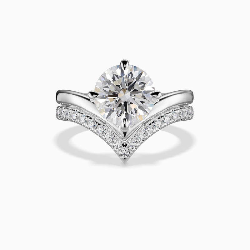 ALICE -  1.5CT E VVS2 Round Brilliant Chevron Solitaire Engagement Ring