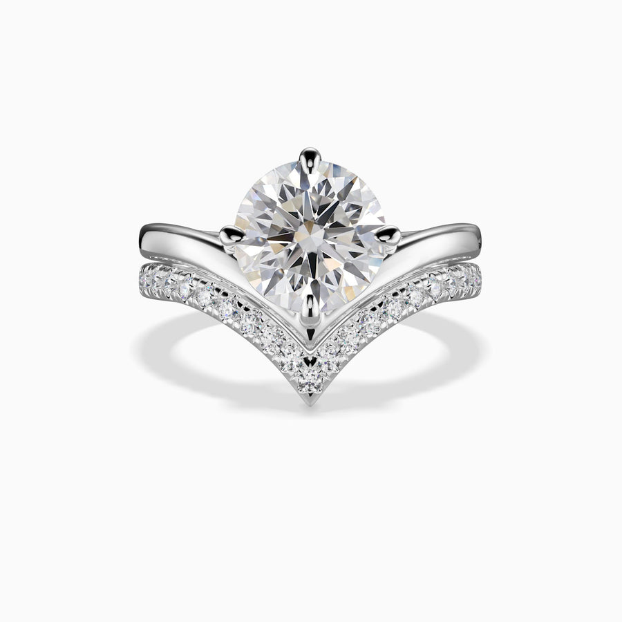 ALICE -  1.5CT E VVS2 Round Brilliant Chevron Solitaire Engagement Ring