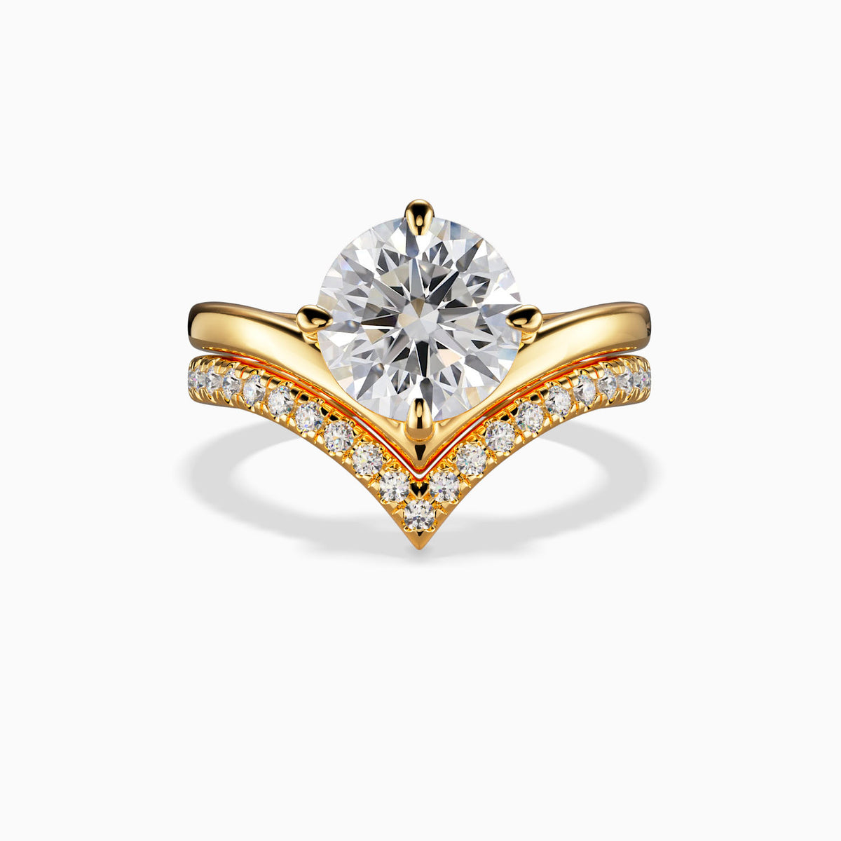 ALICE -  1.5CT E VVS2 Round Brilliant Chevron Solitaire Engagement Ring