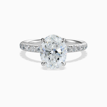 Moissanite Oval Shape Petite Iced Solitaire Engagement Ring 3.21 Carat