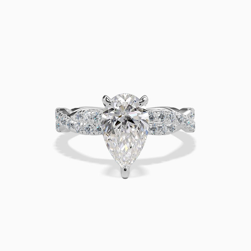 AURORA- 2CT E VVS2 Twisted Chank Pear Cut Engagement Ring