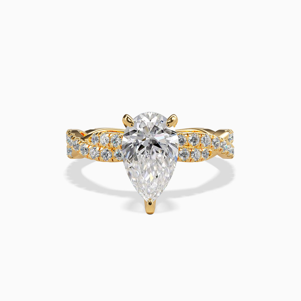 AURORA - 2CT E VVS2 Twisted Shank Pear Cut Engagement Ring