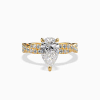 AURORA- 2CT E VVS2 Twisted Chank Pear Cut Engagement Ring