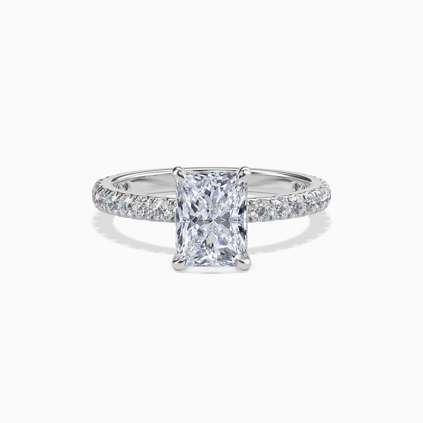 Moissanite Platinum Pave Solitaire Engagement Ring 2 Carat