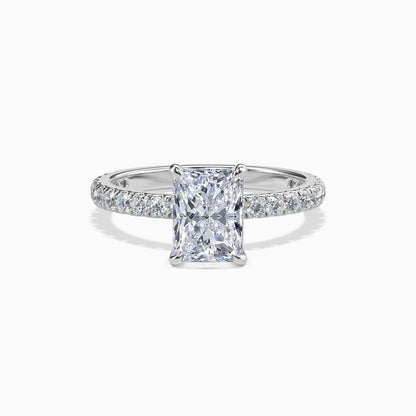 Moissanite Platinum Pave Solitaire Engagement Ring 2 Carat