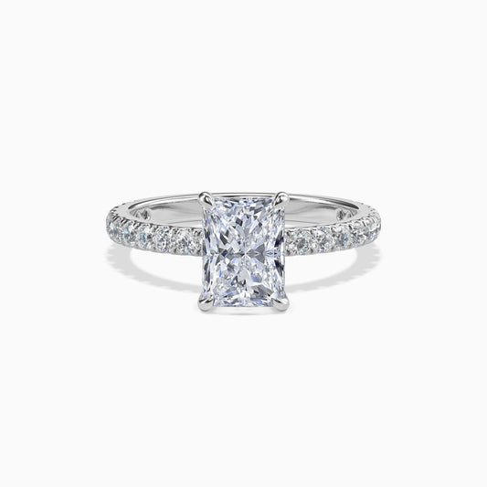Moissanite Platinum Pave Solitaire Engagement Ring 2 Carat