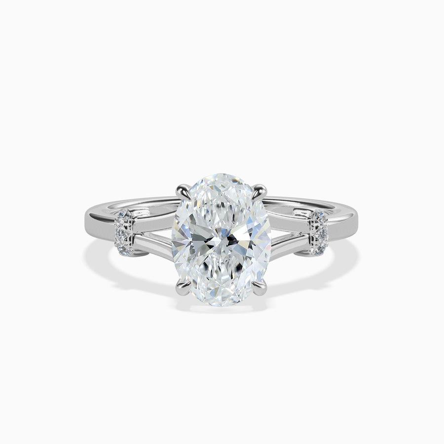 CLAIRE  -  2CT E VVS2 Oval Cut Split Shank Engagement Ring
