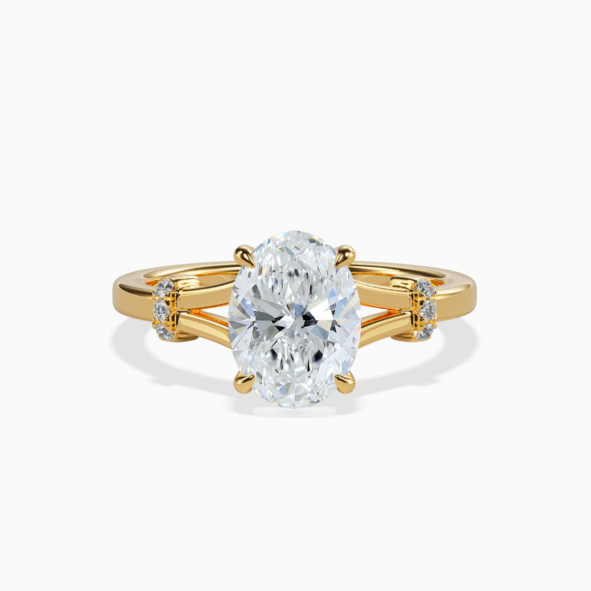 CLAIRE  -  2CT E VVS2 Oval Cut Split Shank Engagement Ring