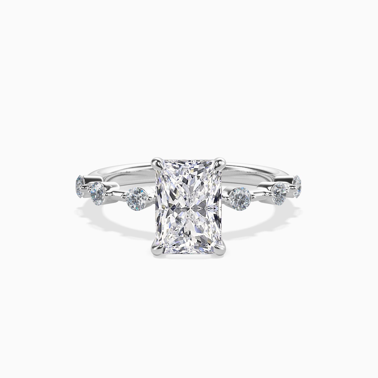 JASMIN  -  2CT E VVS2 Emerald Cut Shared Prong Engagement Ring