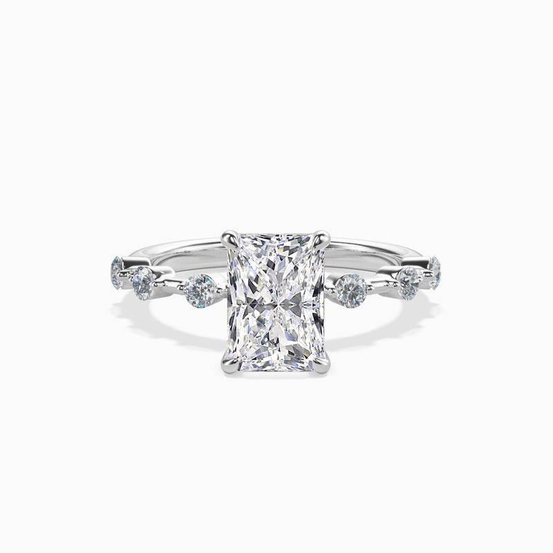 JASMIN  -  2CT E VVS2 Emerald Cut Shared Prong Engagement Ring