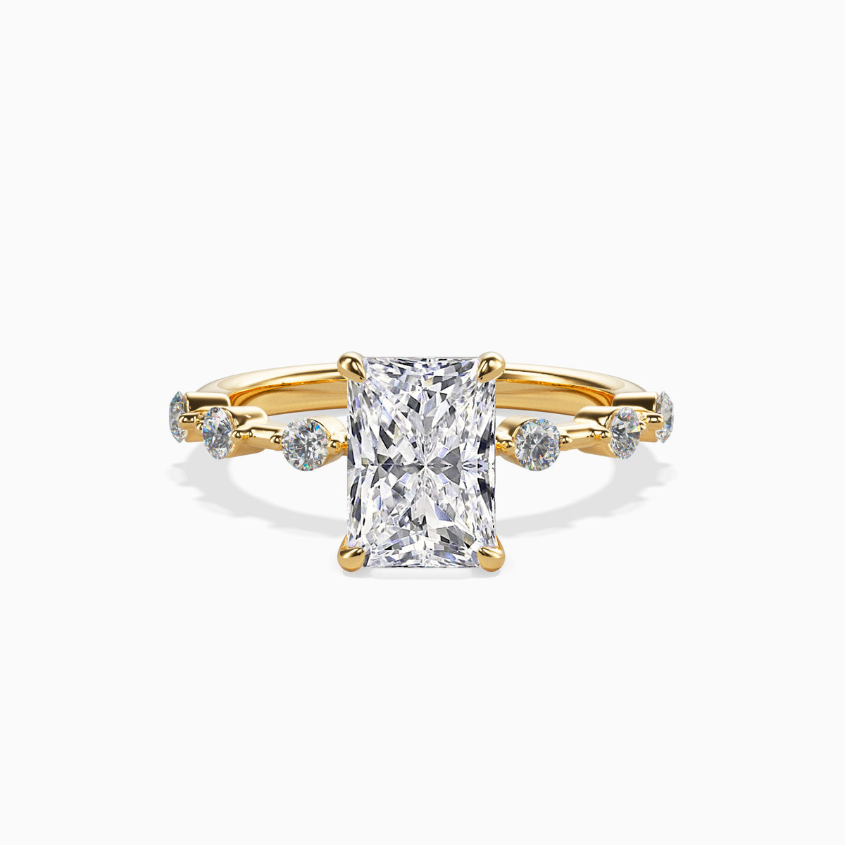 JASMIN  -  2CT E VVS2 Emerald Cut Shared Prong Engagement Ring