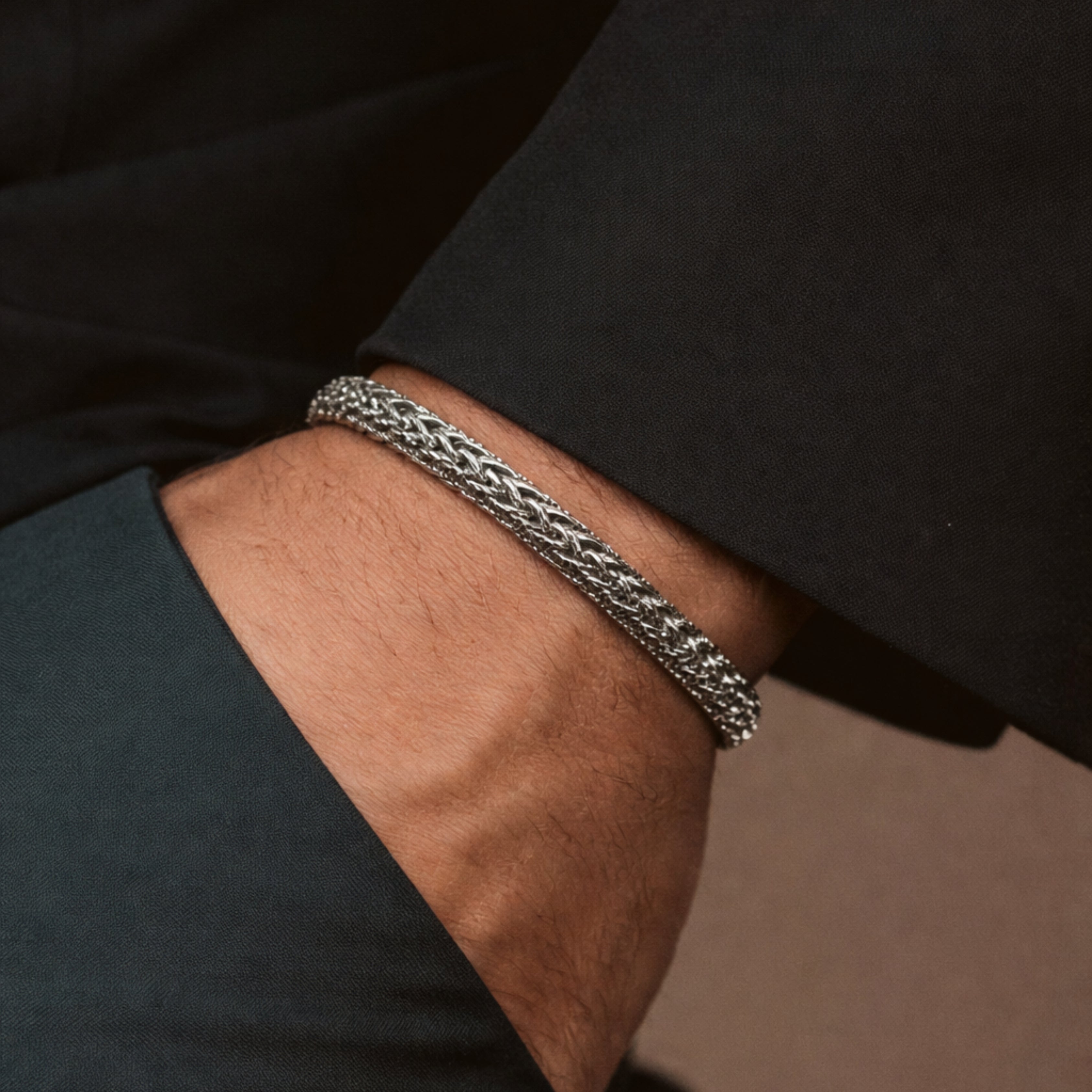 5mm Silver Braided Bracelet