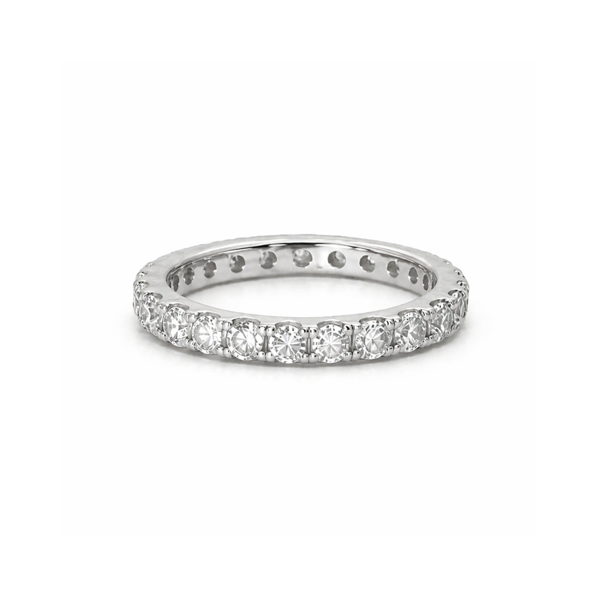 Silver Eternity Moissanite Ring 2CT